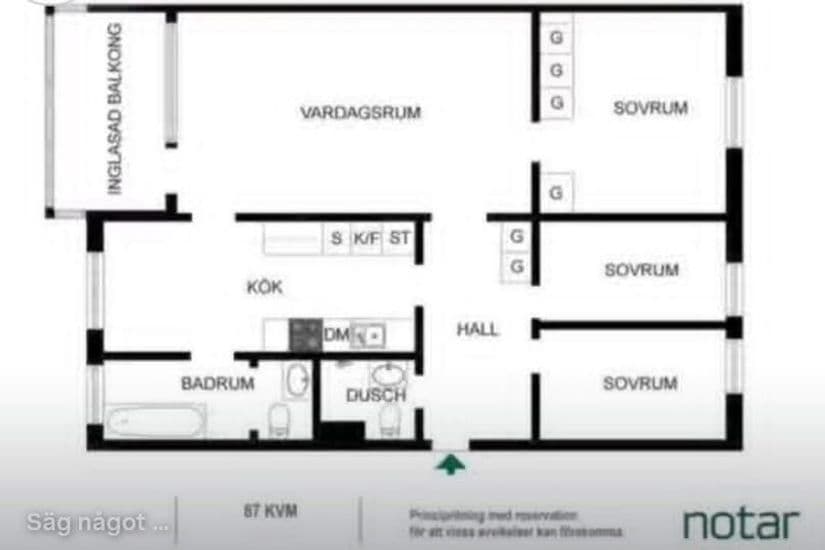 Rymlig 4:a med inglasad balkong Västerås