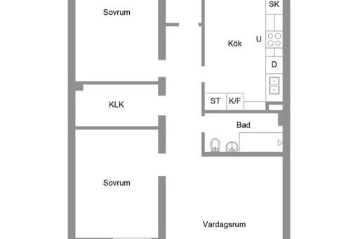 Ljus 3 rok med solbalkong i Västerås